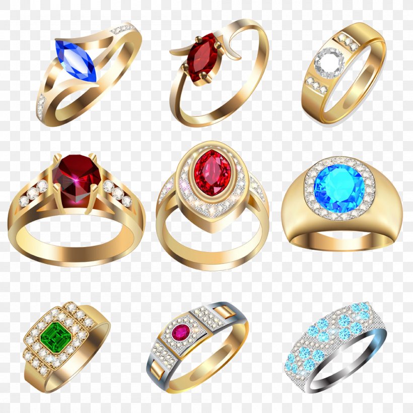 Ring Gemstone Jewellery Diamond Illustration, PNG, 1000x1000px, Ring, Body Jewelry, Bracelet, Diamond, Engagement Ring Download Free