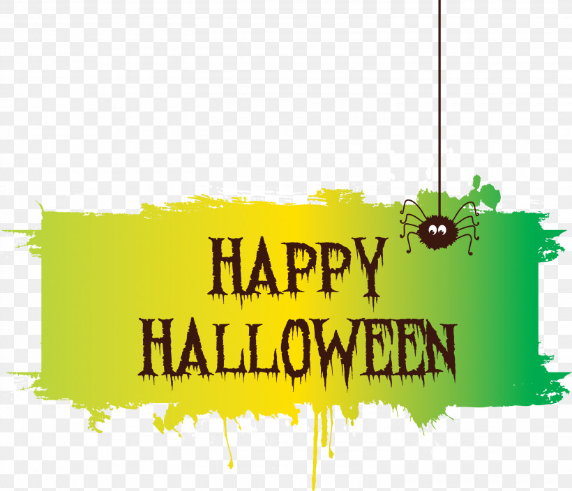 Happy Halloween, PNG, 3000x2577px, Happy Halloween, Banner, Green, Logo, M Download Free