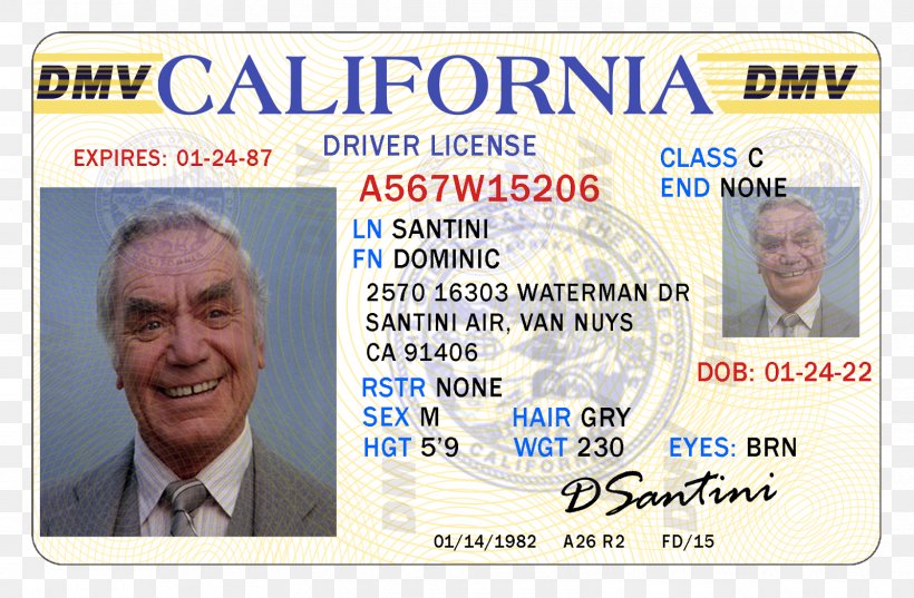 California Driver's License Dominic Santini Driving, PNG, 1600x1049px, California, Airwolf, Driving, Identity Document, License Download Free
