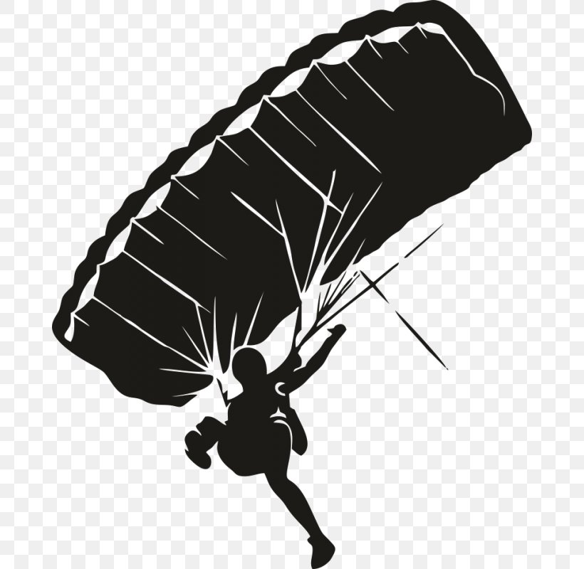 Parachute Sticker Parachuting Skydiver Gleitschirm, PNG, 800x800px, Parachute, Advertising, Black, Black And White, Bumper Sticker Download Free