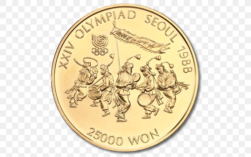 Coin 1988 Summer Olympics Gold Seoul Olympic Games, PNG, 512x512px, 1988 Summer Olympics, Coin, American Buffalo, Bullion, Chinese Gold Panda Download Free