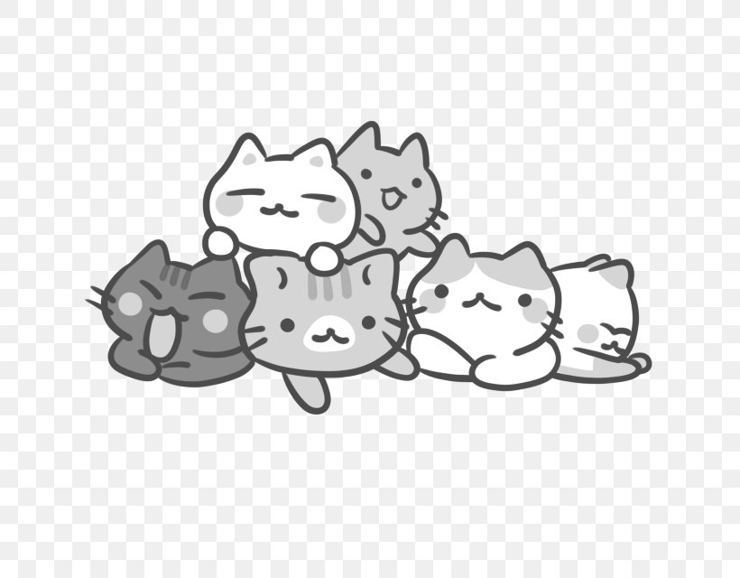 Cat Cartoon Illustration, PNG, 640x640px, Cat, Area, Art, Black, Black And White Download Free