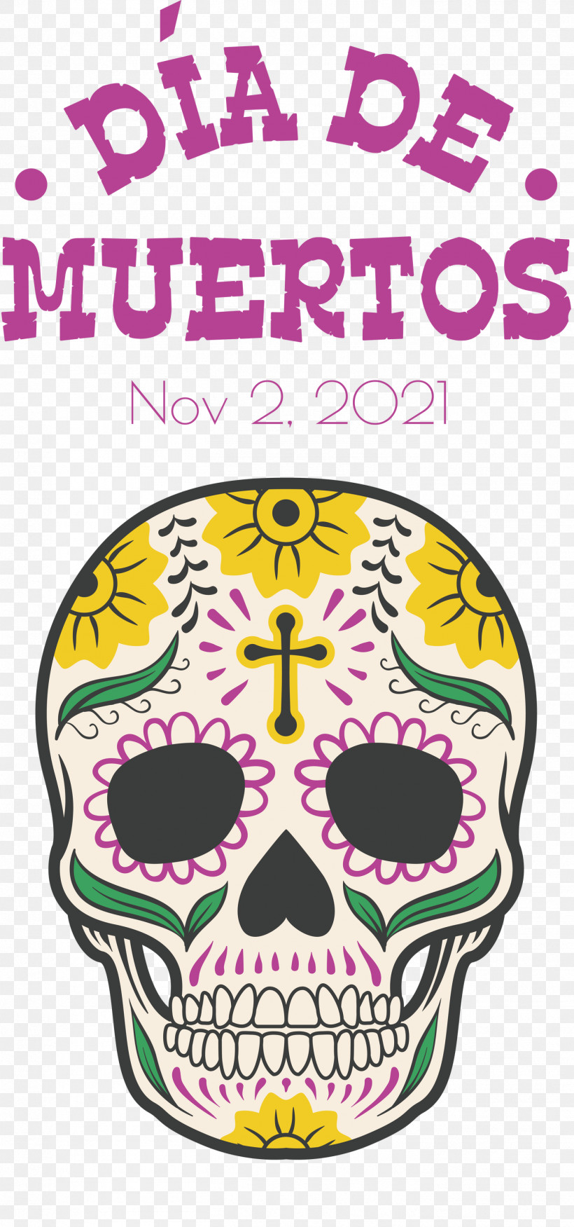 Day Of The Dead Día De Los Muertos, PNG, 1404x2999px, Day Of The Dead, Calavera, Dia De Los Muertos, Drawing, Floral Design Download Free