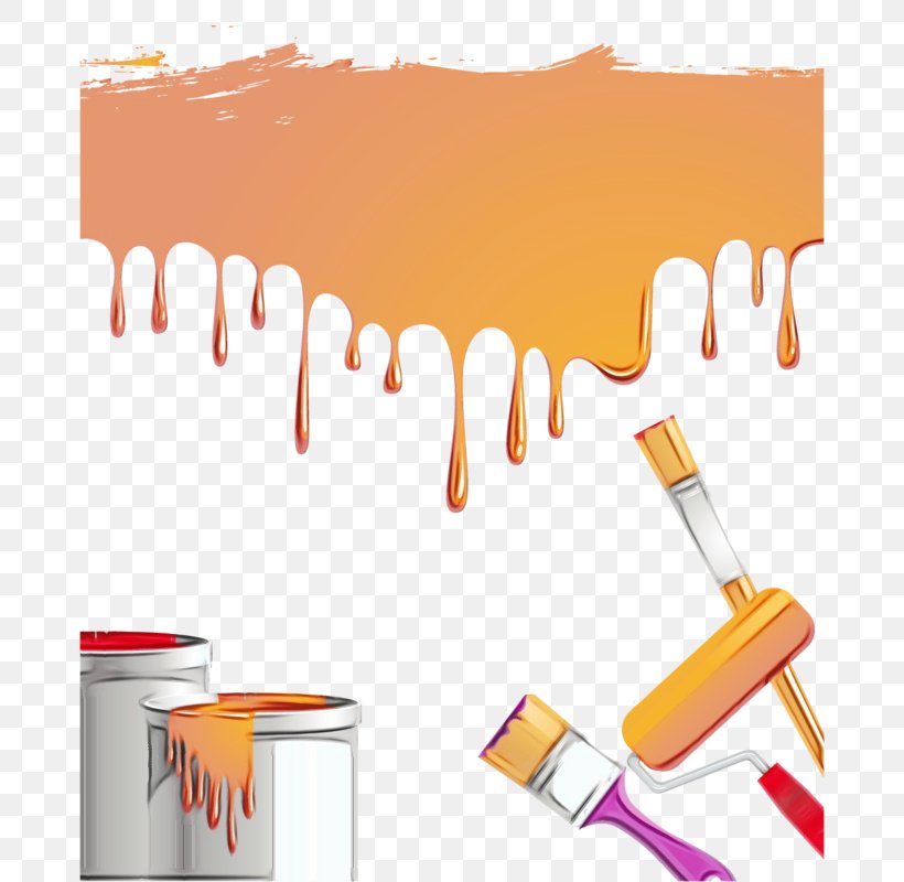 Orange, PNG, 676x800px, Watercolor, Brush, Orange, Paint, Paint Roller Download Free