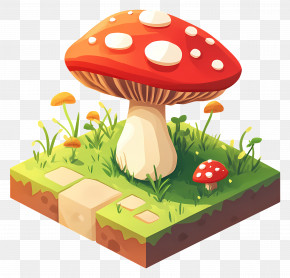 Isometric Mushroom - Mushroom In Grass PNG
