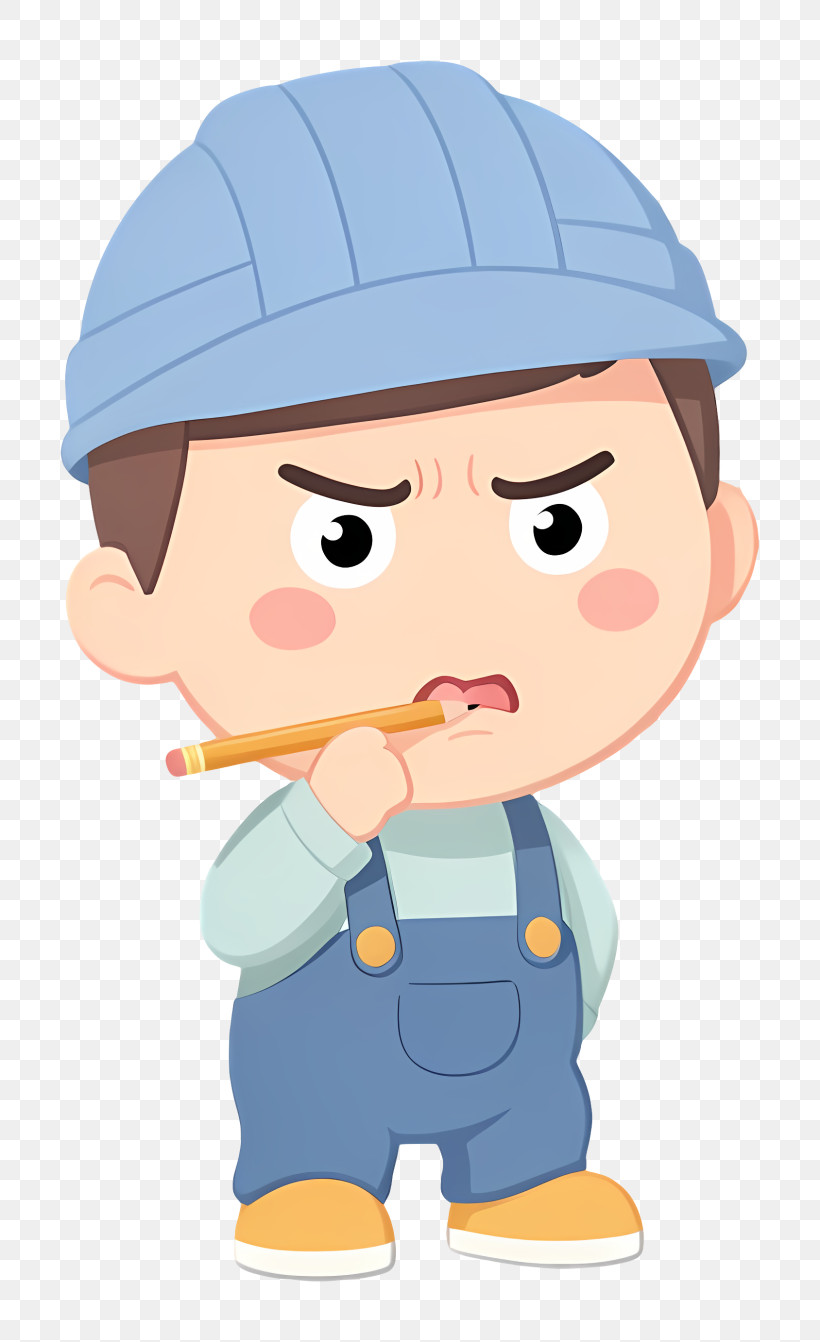 Cartoon Builder Kid With Helmet PNG