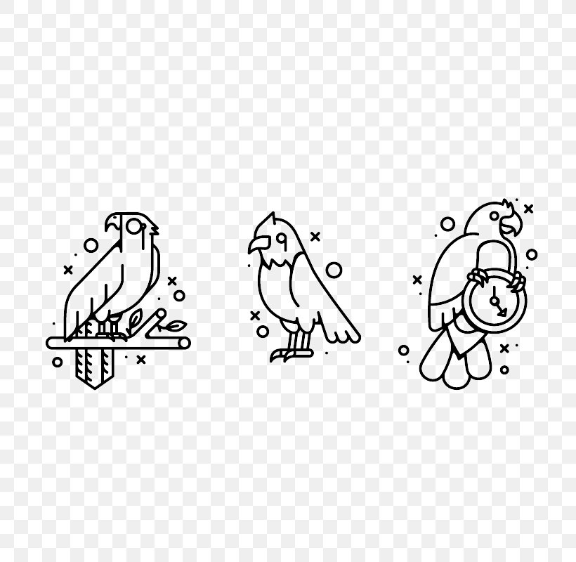 Flat Design Download Parrot, PNG, 800x800px, Flat Design, Animal, Area, Black, Black And White Download Free