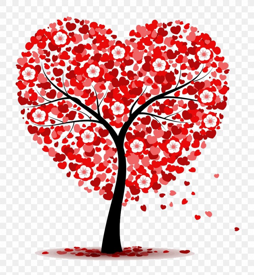 Heart Valentines Day Tree Clip Art, PNG, 944x1024px, Watercolor, Cartoon, Flower, Frame, Heart Download Free