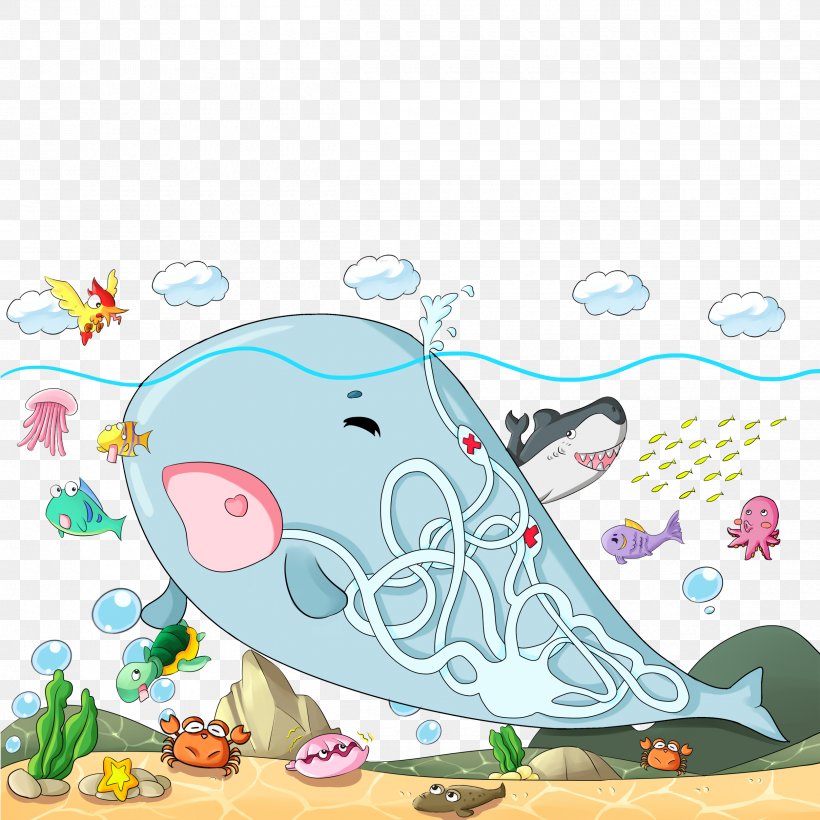 Marine Mammal Whale Cartoon Illustration, PNG, 2500x2500px, Marine Mammal, Area, Art, Cartoon, Child Art Download Free