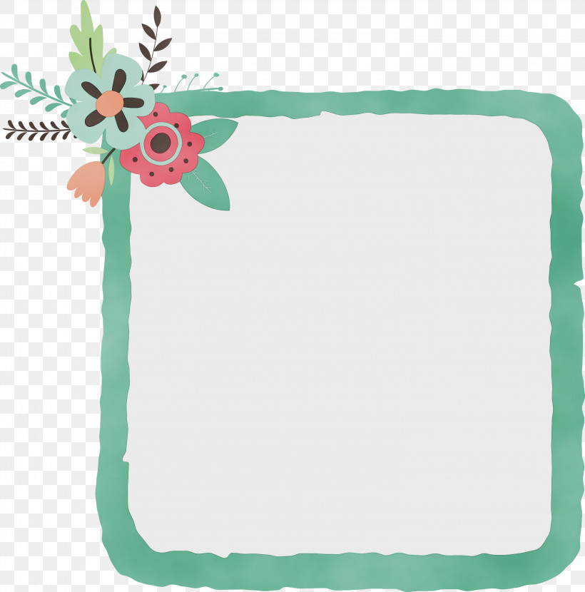 Floral Design, PNG, 2963x3000px, Flower Frame, Film Frame, Floral Design, Green, Paint Download Free