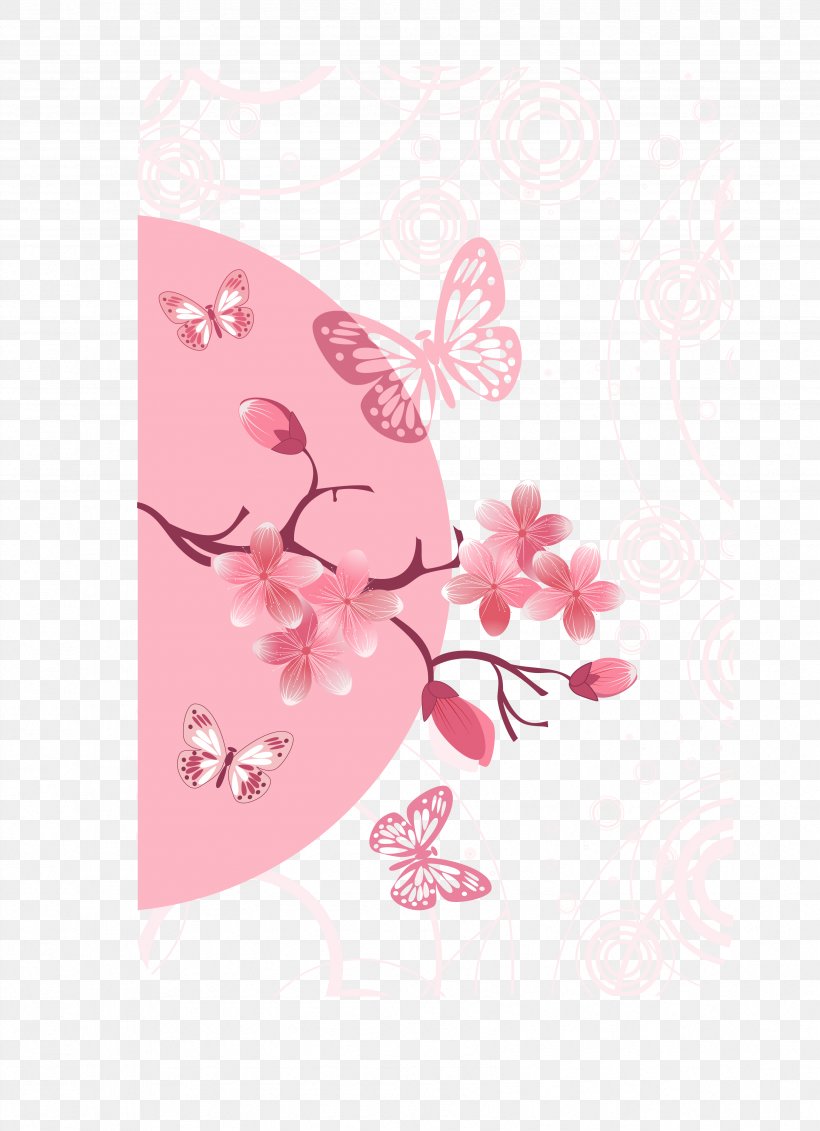 Cherry Blossom Euclidean Vector, PNG, 3383x4667px, Pink, Blue, Cherry Blossom, Coreldraw, Floral Design Download Free