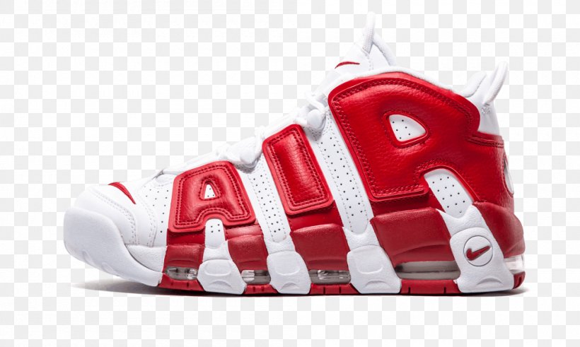 Nike Sports Shoes Air More Uptempo 'White Red' Basketball Shoe, PNG, 1000x600px, Nike, Adidas, Amazoncom, Basketball, Basketball Shoe Download Free