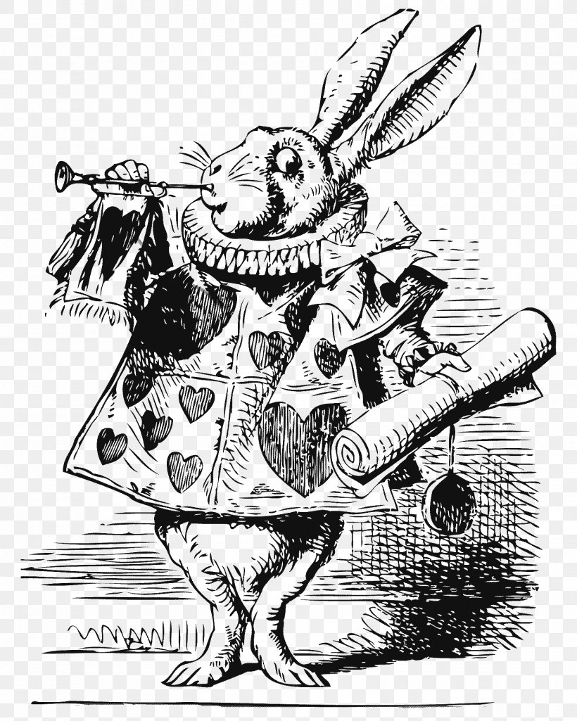 White Rabbit Alice's Adventures In Wonderland Knave Of Hearts The Queen Of Hearts, PNG, 1550x1939px, White Rabbit, Alice In Wonderland, Art, Bird, Black And White Download Free