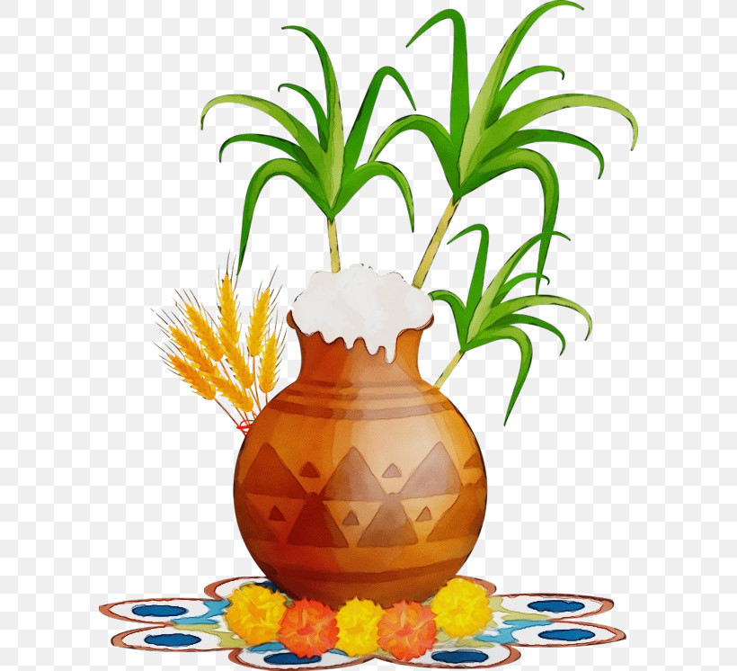 Pineapple, PNG, 600x746px, Watercolor, Biology, Flower, Flowerpot, Fruit Download Free