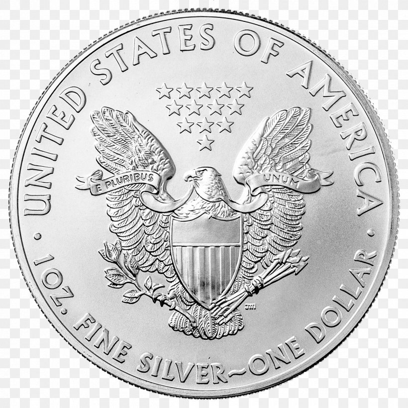 American Silver Eagle Dollar Coin Bullion, PNG, 2400x2400px, American Silver Eagle, American Gold Eagle, Black And White, Bullion, Bullion Coin Download Free