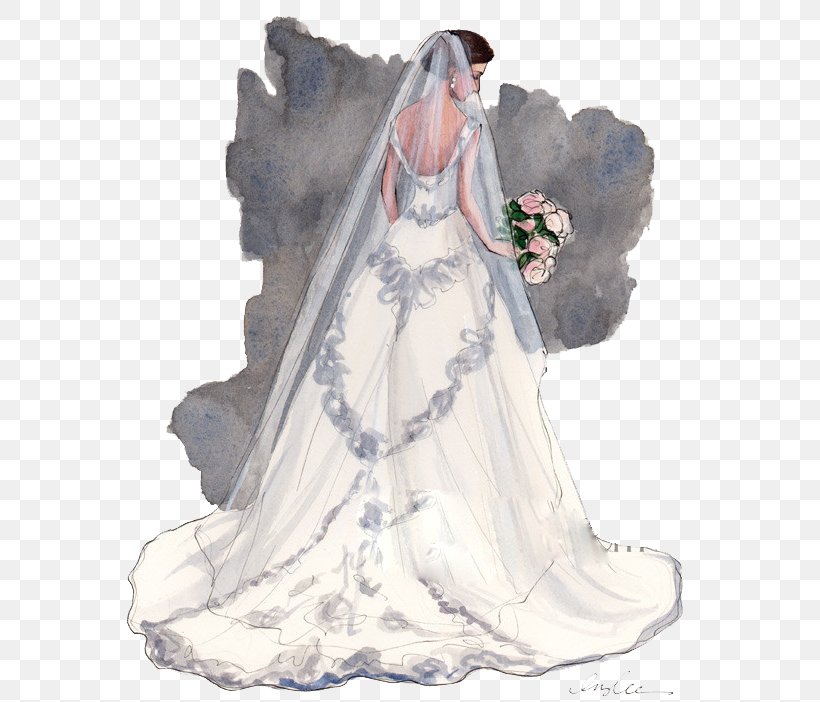 Bride Wedding Drawing Illustration, PNG, 571x702px, Watercolor, Cartoon, Flower, Frame, Heart Download Free
