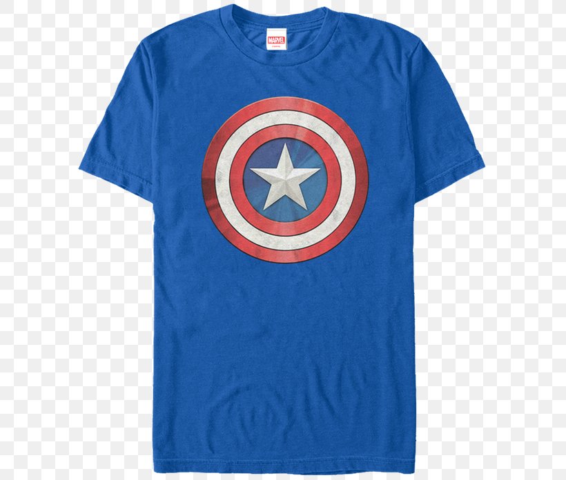 Captain America's Shield T-shirt Marvel Cinematic Universe Marvel Comics, PNG, 600x696px, Captain America, Active Shirt, Avengers Age Of Ultron, Blue, Brand Download Free