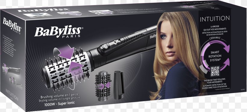 Hairbrush BaByliss AS570E Intuition Warmluftbürste Hardware/Electronic BaByliss BEliss 2735E, PNG, 2124x961px, Brush, Airbrush, Black, Brand, Hair Download Free