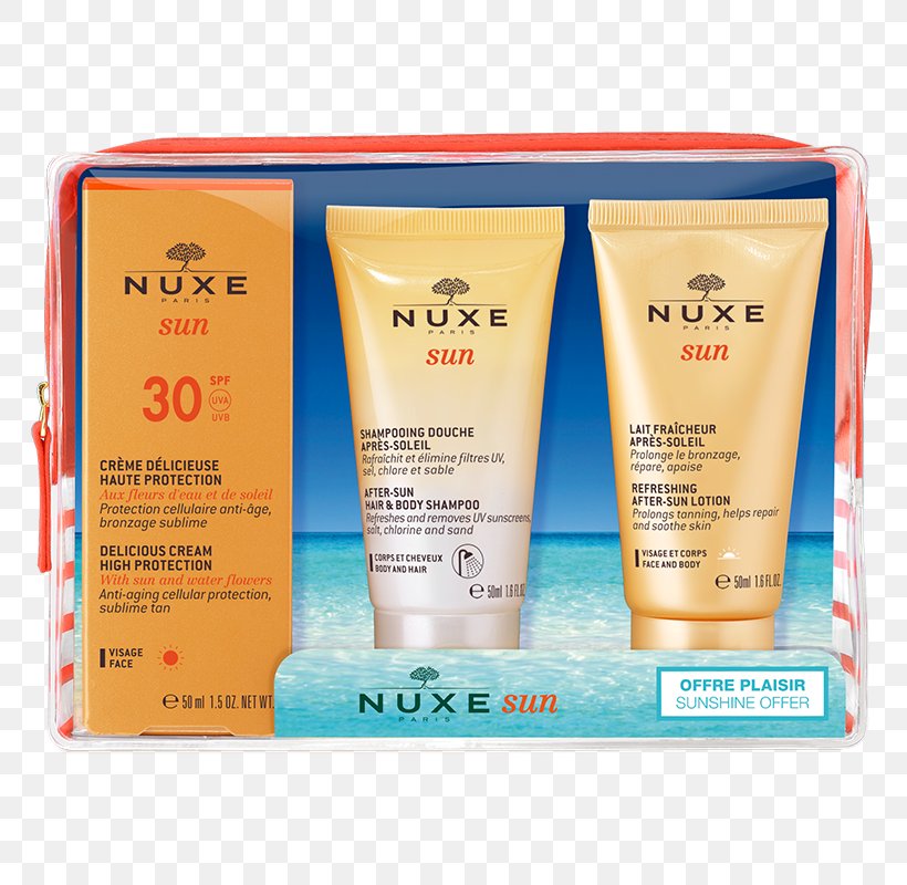 Sunscreen Lotion Nuxe Cosmetics Factor De Protección Solar, PNG, 800x800px, Sunscreen, Cosmetics, Cream, Face, Hair Download Free