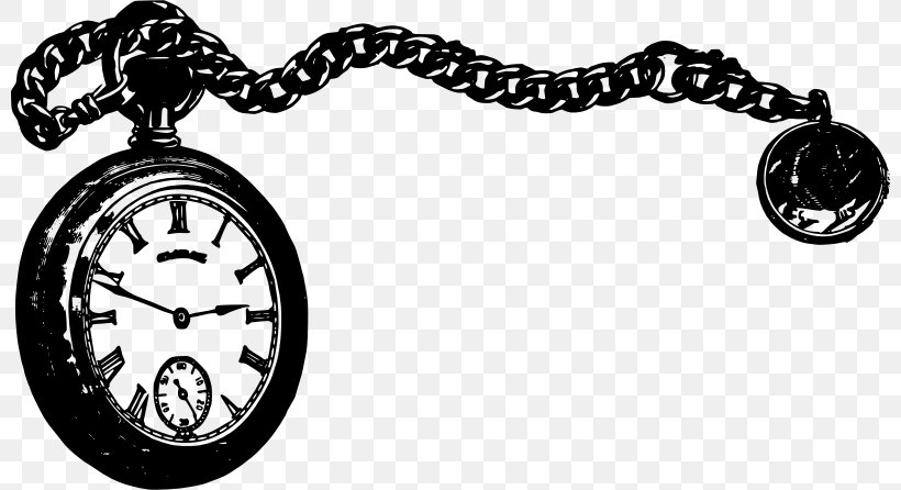 Pocket Watch Clip Art, PNG, 800x446px, Pocket Watch, Bicycle Part, Black And White, Body Jewelry, Brand Download Free