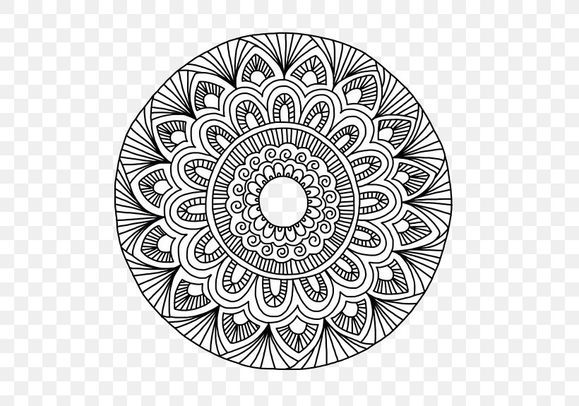 Mandala Coloring Book Doodle Drawing, PNG, 526x575px, Mandala, Area, Art, Black And White, Color Download Free
