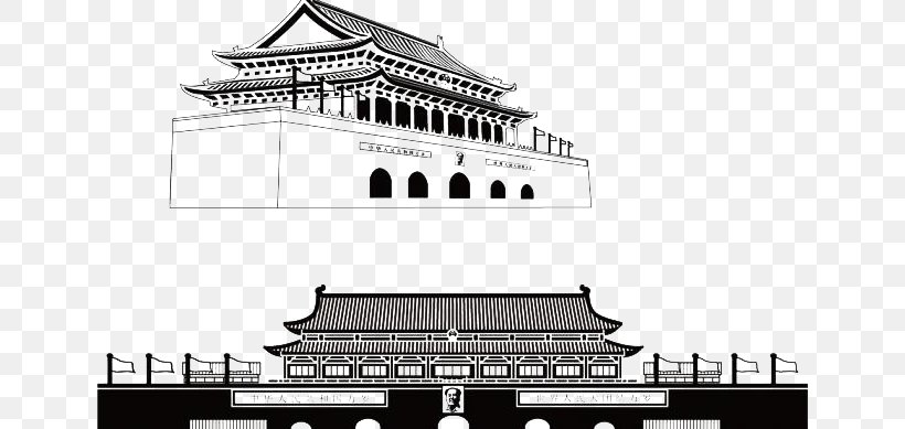Tiananmen Square Architecture Silhouette, PNG, 650x389px, Tiananmen Square, Architect, Architecture, Beijing, Black And White Download Free