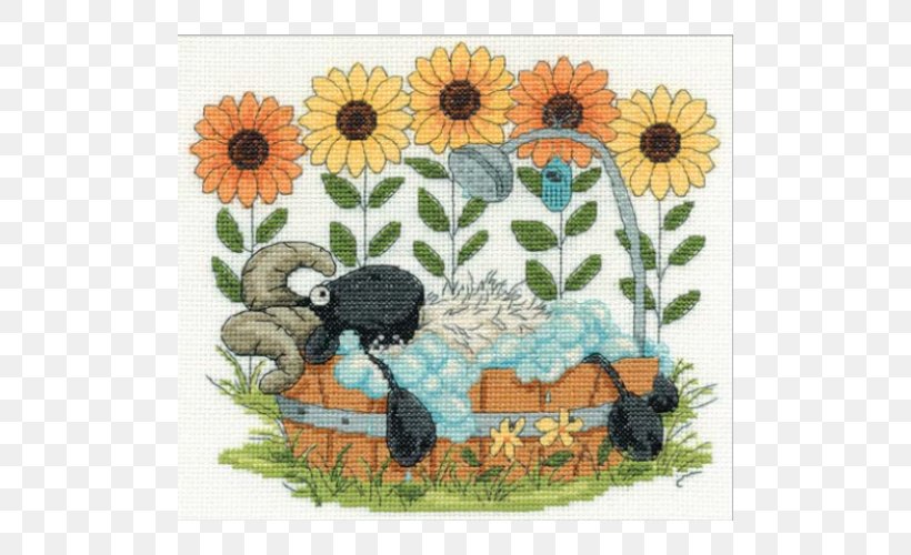 Cross-stitch Hand-Sewing Needles Yarn Floral Design Craft, PNG, 500x500px, Crossstitch, Art, Bothy, Craft, Cross Stitch Download Free