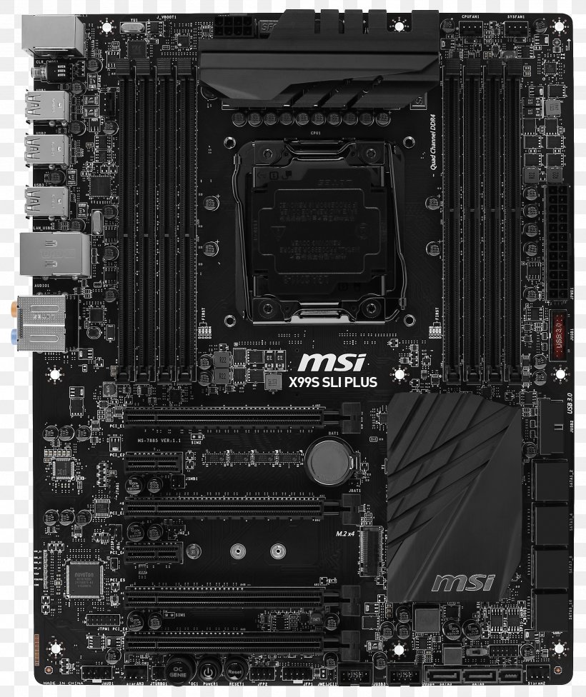 Intel MSI X99S SLI Plus Motherboard LGA 2011, PNG, 2512x2991px, Intel, Atx, Black And White, Computer, Computer Accessory Download Free