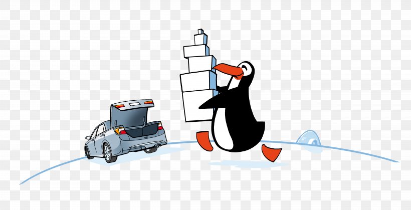 Penguin Illustration Cartoon Mode Of Transport Product Design, PNG, 4961x2537px, Penguin, Bird, Cartoon, Flightless Bird, Machine Download Free