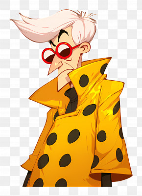 Nora Wakeman - Stylish Cartoon Man In Yellow Coat PNG