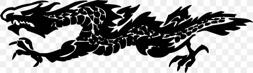 Dragon Sticker Clip Art, PNG, 2362x688px, Dragon, Art, Beak, Black, Black And White Download Free