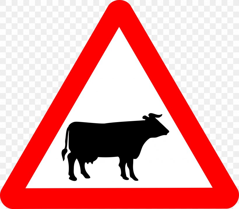Cattle Traffic Sign Warning Sign Road The Highway Code, PNG, 2400x2107px, Cattle, Area, Black And White, Cattle Grid, Cattle Like Mammal Download Free