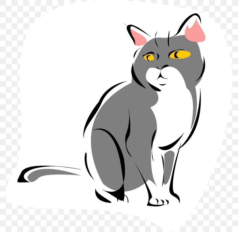 Clip Art Cat Image Vector Graphics GIF, PNG, 781x800px, Cat, Beak, Black And White, Carnivoran, Cartoon Download Free