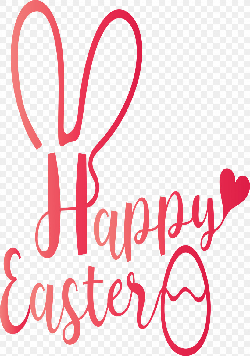 Happy Easter With Bunny Ears, PNG, 2105x3000px, Happy Easter With Bunny Ears, Heart, Love, Pink, Text Download Free