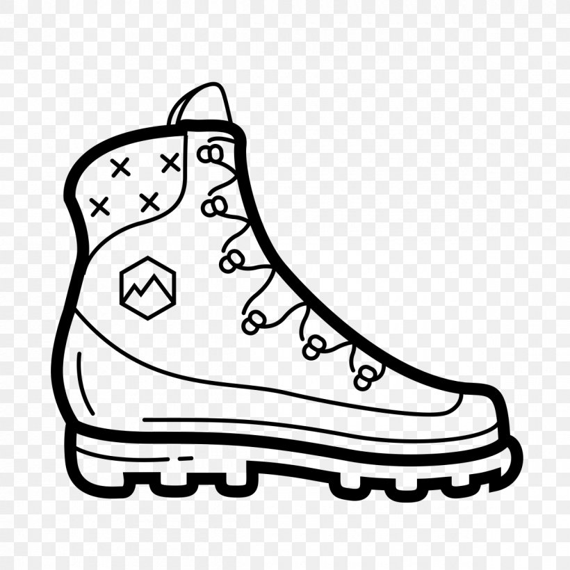Hiking Boot Footwear Clip Art, PNG, 1200x1200px, Hiking Boot, Area, Black, Black And White, Boot Download Free