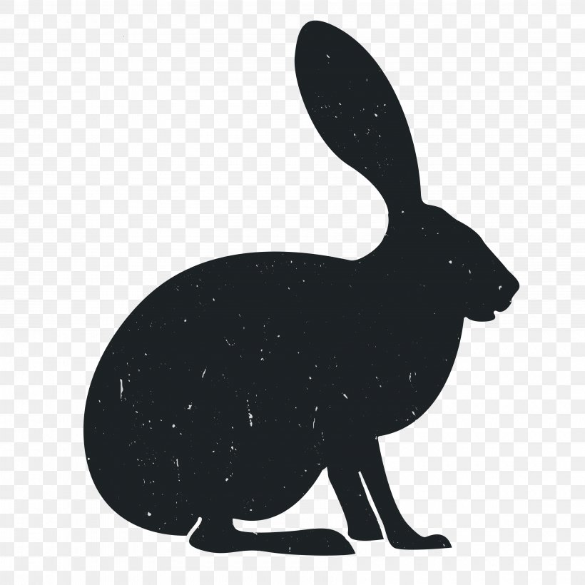 Domestic Rabbit Hare Black And White, PNG, 3600x3600px, Domestic Rabbit, Animal, Apple Inclined, Black And White, Cartoon Download Free