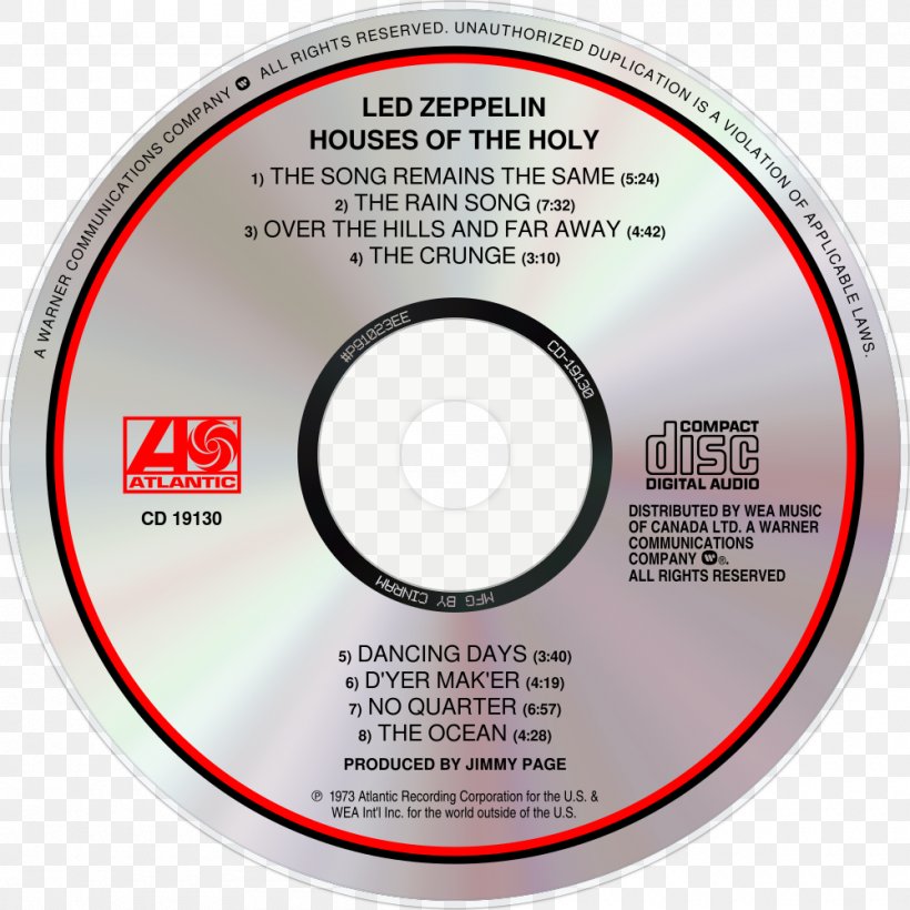 Compact Disc Led Zeppelin Houses Of The Holy Product Design, PNG, 1000x1000px, Compact Disc, Brand, Data Storage Device, Disk Image, Disk Storage Download Free