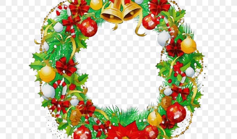 Watercolor Christmas Wreath, PNG, 640x480px, Watercolor, Christmas, Christmas Christmas Wreath, Christmas Day, Christmas Decoration Download Free