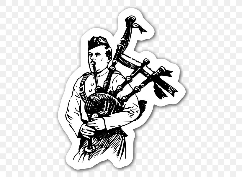 Bagpipes Great Highland Bagpipe Clip Art, PNG, 487x600px, Bagpipes, Art, Black And White, Drawing, Fictional Character Download Free