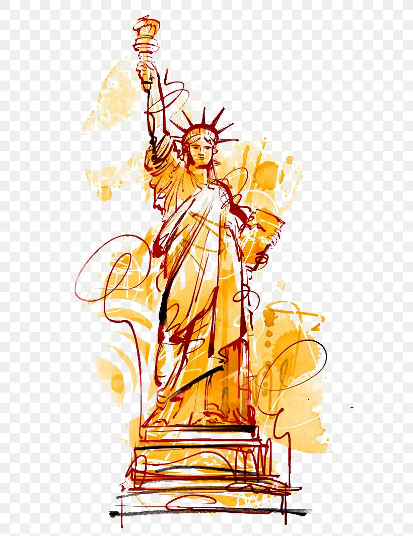 Statue Of Liberty Cartoon Watercolor Painting Illustration, PNG, 720x1065px, Statue Of Liberty, Art, Cartoon, Drawing, Fictional Character Download Free