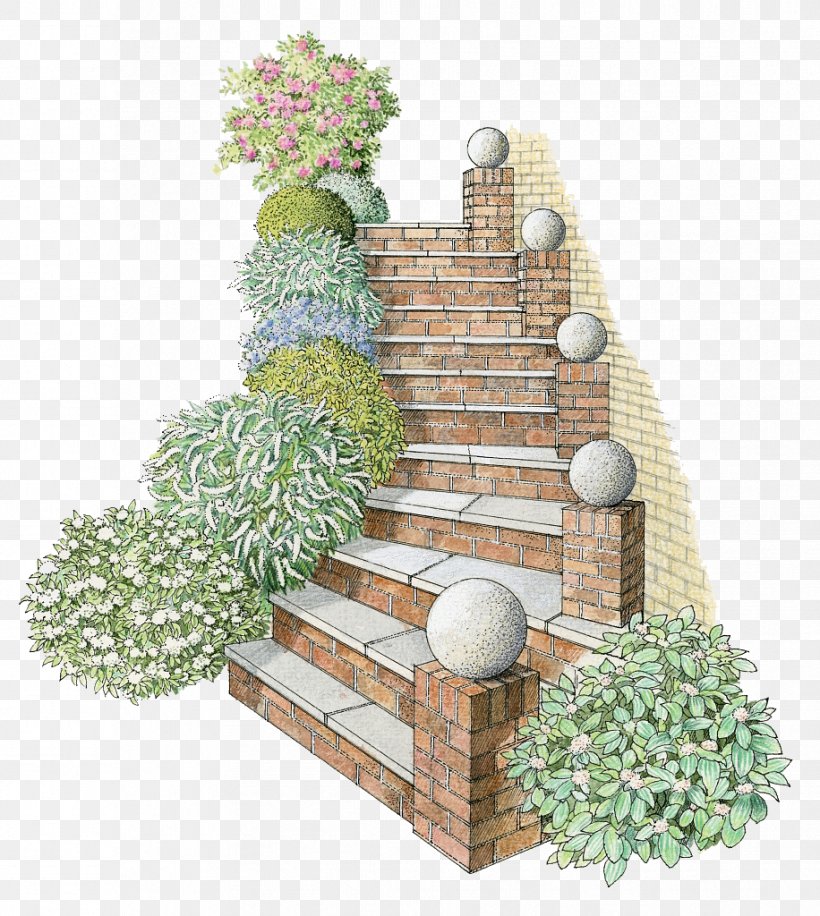 Stairs Brick Drawing Garden, PNG, 916x1024px, Stairs, Brick, Drawing, Flowerpot, Garden Download Free