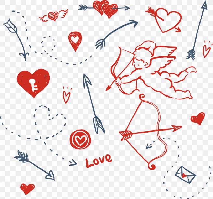 Arrow Heart Cupid, PNG, 944x884px, Watercolor, Cartoon, Flower, Frame, Heart Download Free