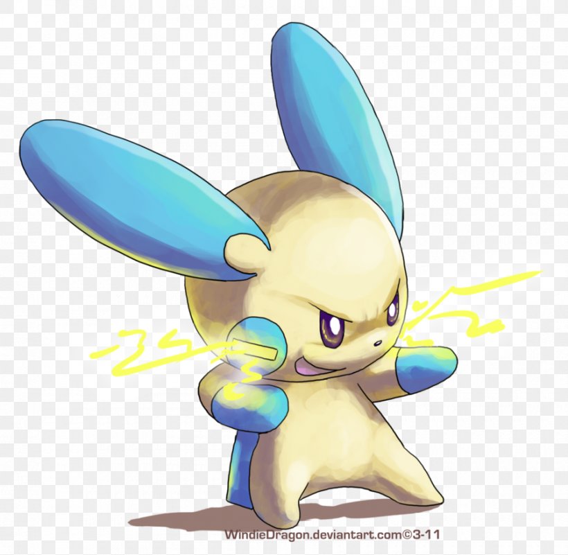 Rabbit Minun Plusle Fan Art Pokémon, PNG, 900x880px, Watercolor, Cartoon, Flower, Frame, Heart Download Free