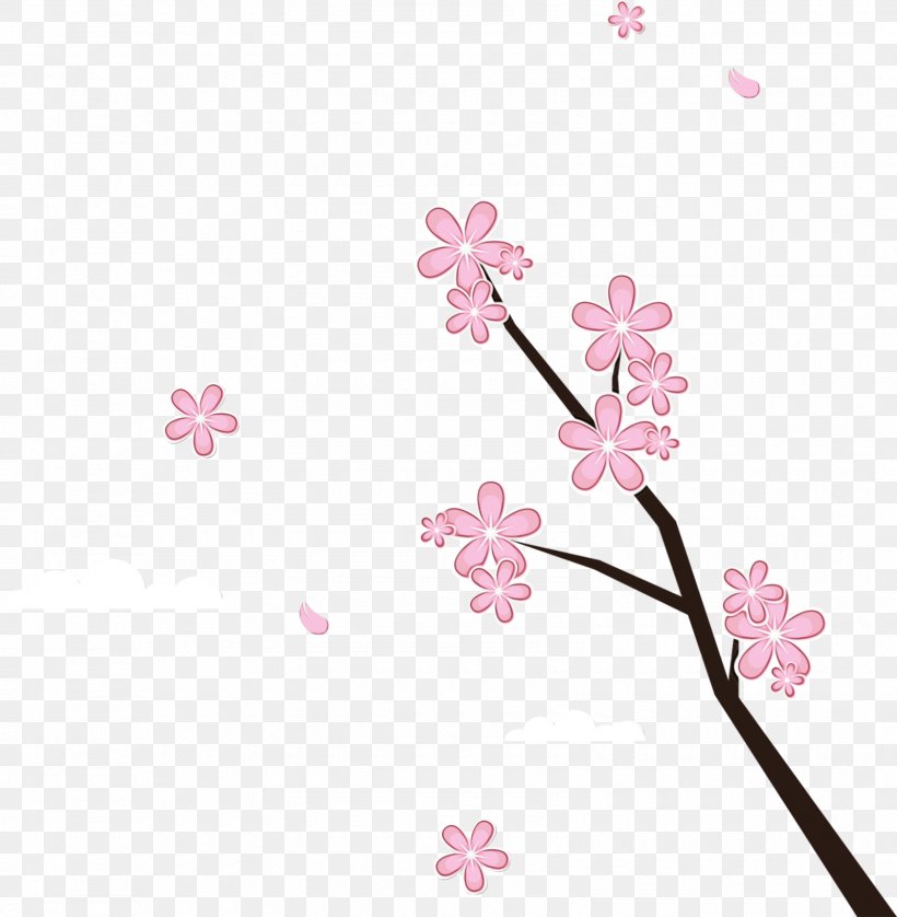 Watercolor Floral Background, PNG, 1600x1636px, Watercolor, Blossom, Branch, Cherries, Cherry Blossom Download Free