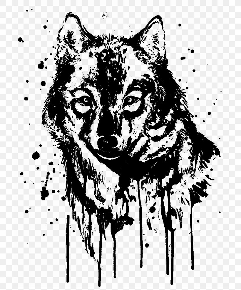 Gray Wolf African Wild Dog Watercolor Painting Drawing, PNG, 745x984px, Gray Wolf, African Wild Dog, Art, Black And White, Canvas Download Free