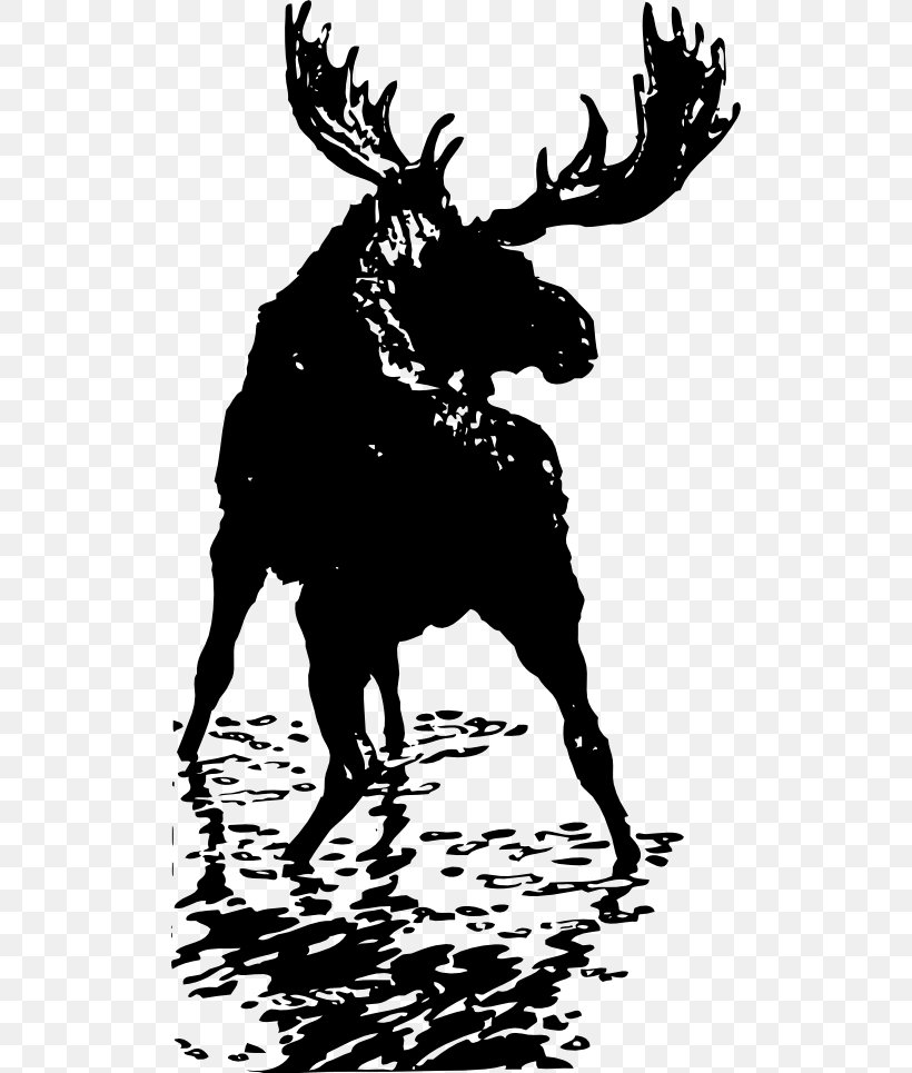 Moose Reindeer Elk Clip Art, PNG, 512x965px, Moose, Antler, Art, Black And White, Bull Download Free