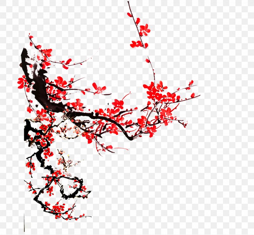 Plum Blossom Ink Wash Painting Chinese Painting, PNG, 3130x2906px, Plum Blossom, Birdandflower Painting, Black And White, Blossom, Branch Download Free