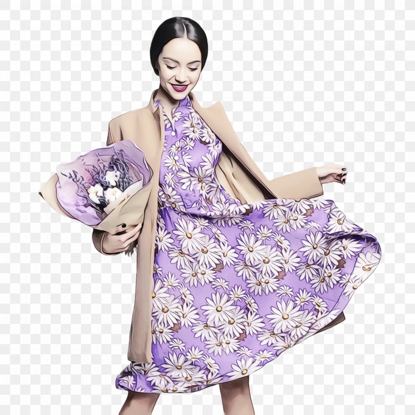 Lavender, PNG, 2000x2000px, Watercolor, Clothing, Dress, Fashion Model, Lavender Download Free