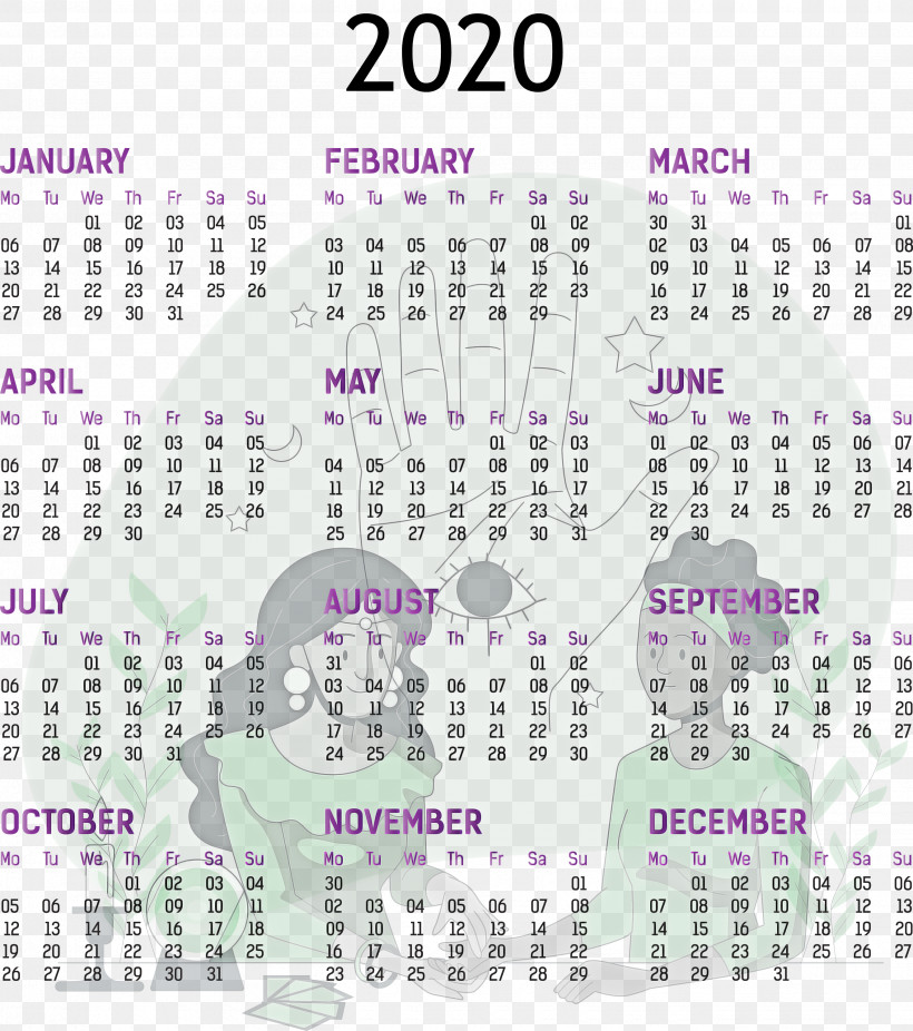 2020 Yearly Calendar Printable 2020 Yearly Calendar Template Full Year Calendar 2020, PNG, 2655x3000px, 2020 Yearly Calendar, Annual Calendar, Calendar Date, Calendar System, Calendar Year Download Free