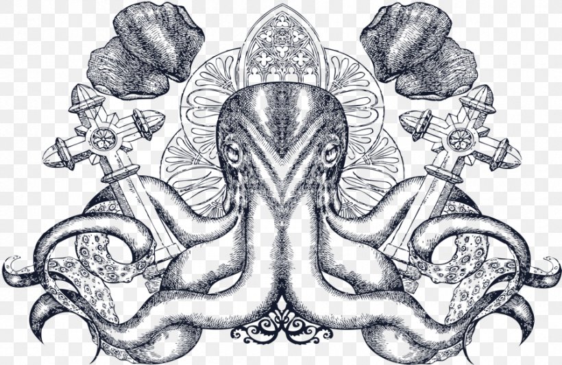 Octopus Cthulhu Stock Photography, PNG, 900x585px, Watercolor, Cartoon, Flower, Frame, Heart Download Free